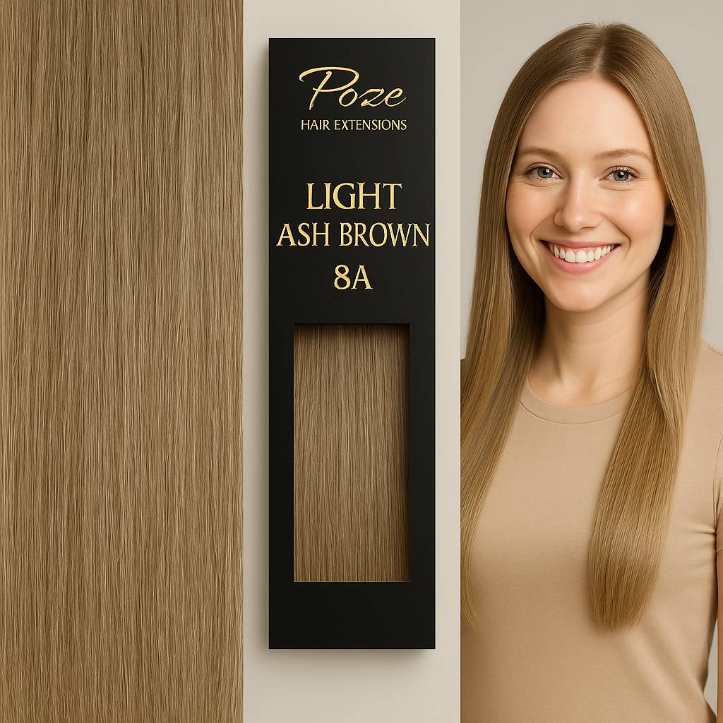 Poze Standard Wire & Clip Extensions - 8A Light Ash Brown