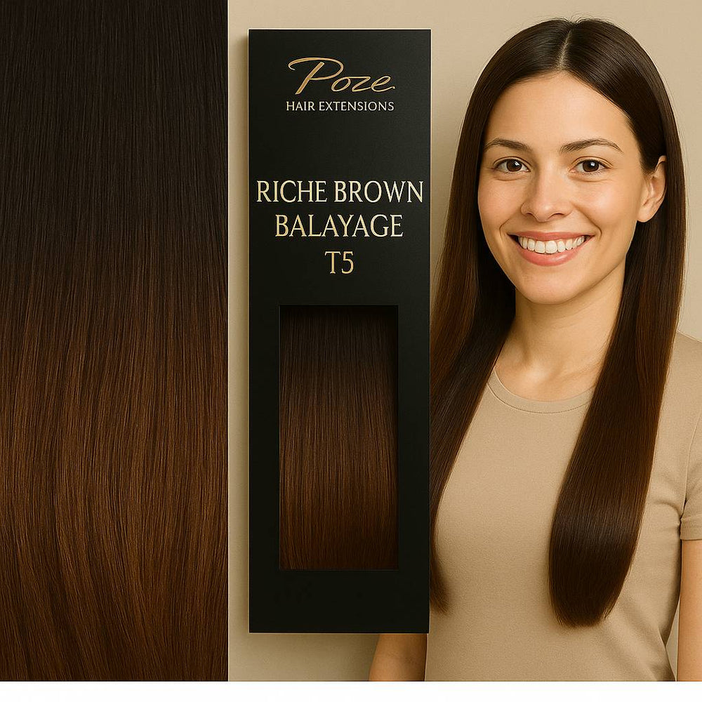 Tape On Löshår Standard - T5 Riche Brown Balayage