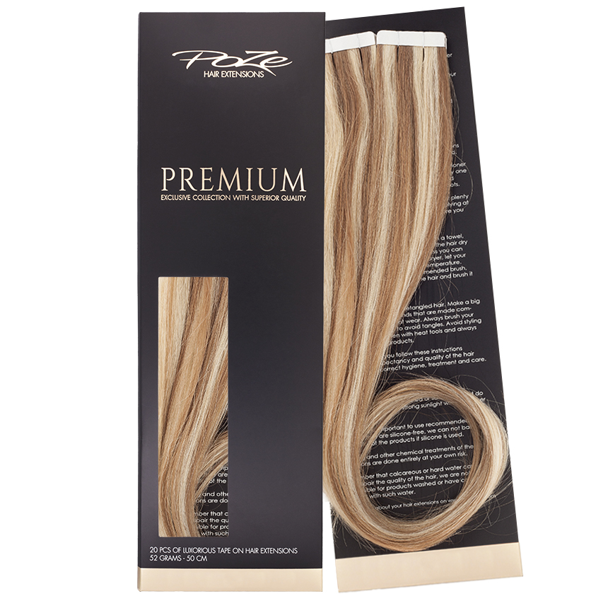 Poze Premium Tape On Hair Extensions - 52g Whipped Cream Blonde Mix 8B/11G - 50cm