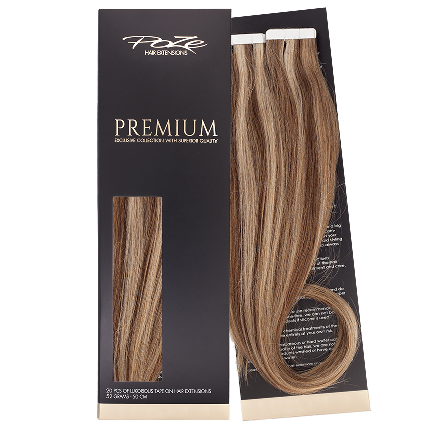 Poze Premium Tape On Hair Extensions - 52g Sandy Brown Mix 10B/7BN - 50cm