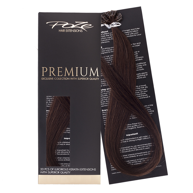 Poze Premium Keratin Extensions Chocolate Brown 4B - 50cm