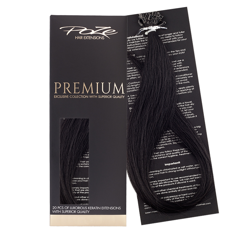 Poze Premium Keratin Extensions Midnight Black 1N - 60cm