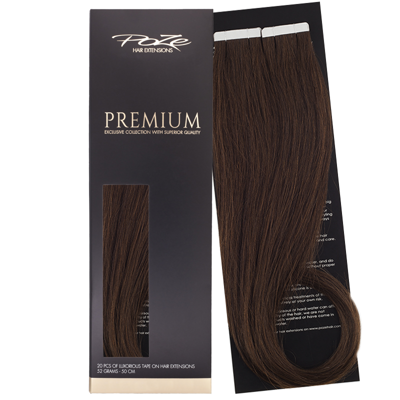 Poze Premium Tape On Extensions - 52g 4B Chocolate Brown - 40cm