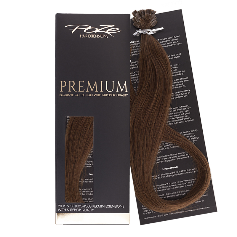 Poze Premium Keratin Extensions 6B Lovely Brown - 40cm