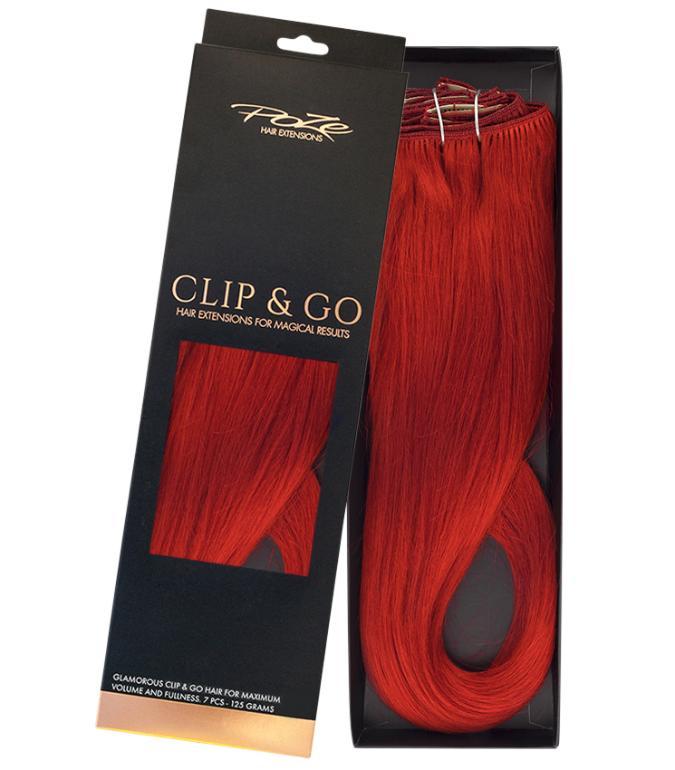 Poze Standard Äkta Löshår Clip & Go - 130g Bright Red 8R - 70cm