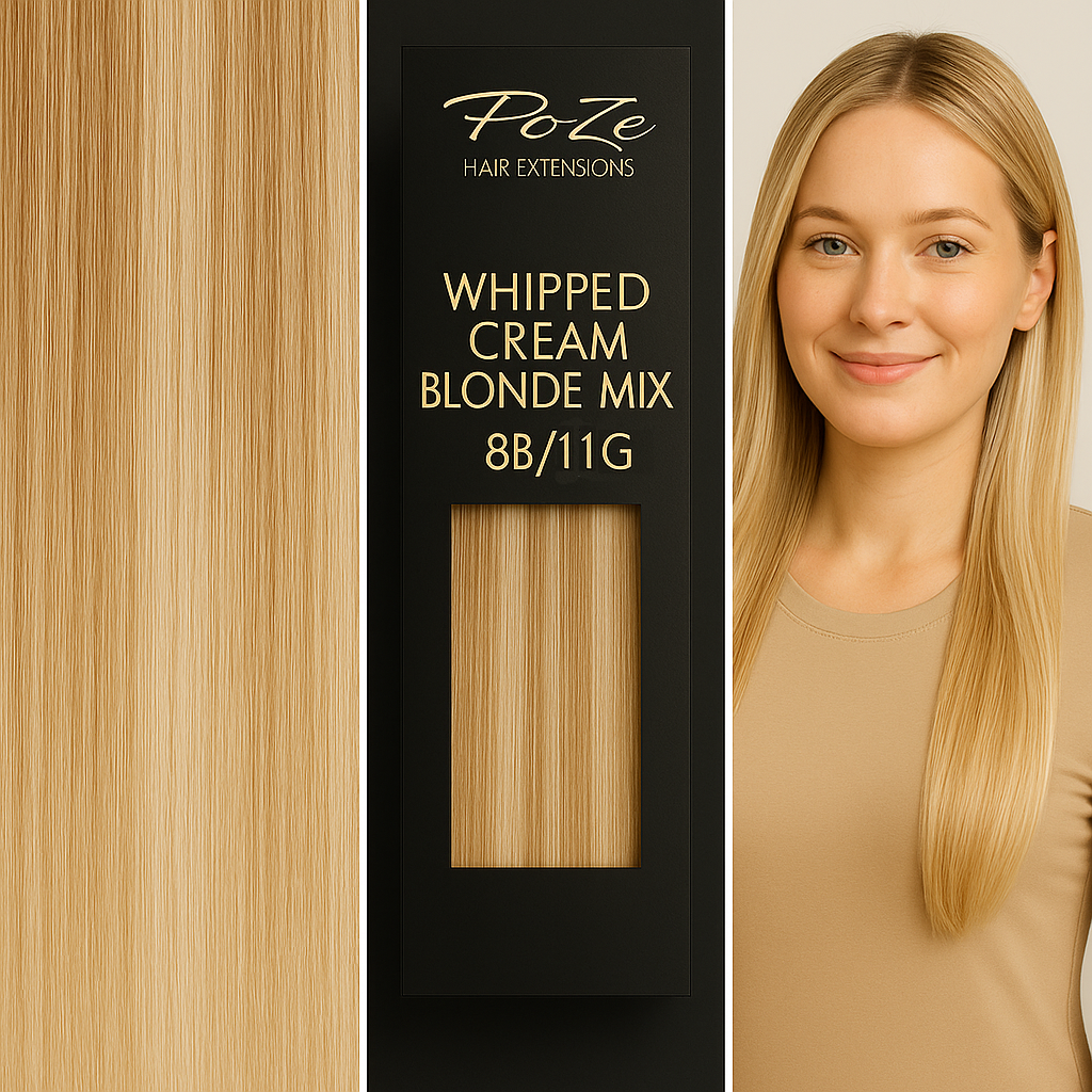 Poze Standard Äkta Löshår Clip & Go - 110g Whipped Cream Blonde 8B/11G - 50cm