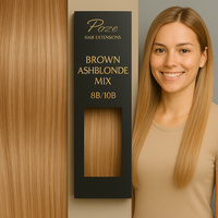 Poze Standard Keratin Extensions Brown Ashblonde Mix 8B/10B - 50cm - 50g