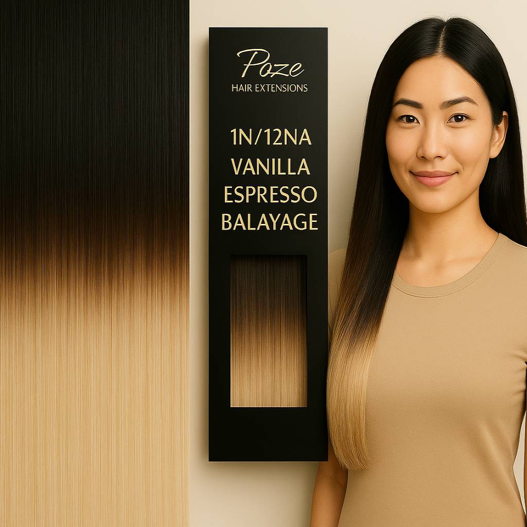 Poze Standard Keratin Extensions Vanilla Espresso Balayage 1N/12NA - 50cm - 50g