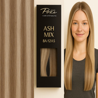 Poze Standard Äkta Löshår Clip & Go - 110g Ash Mix 8A/12AS - 50cm