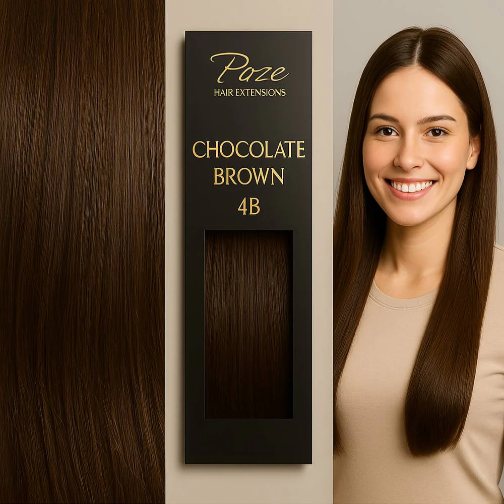 Poze Standard Hairweft - 50g Chocolate Brown 4B - 40cm